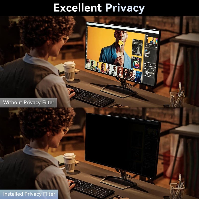Protescreen [2-Pack] 23.6 Inch Computer Privacy Screen Filter for 16:9 Widescreen Monitor, Removable Eye Protection Anti Glare Blue Light Filter Privacy Shield, Anti Scratch Anti Spy Screen Protector Film 23.6 In - Image 2